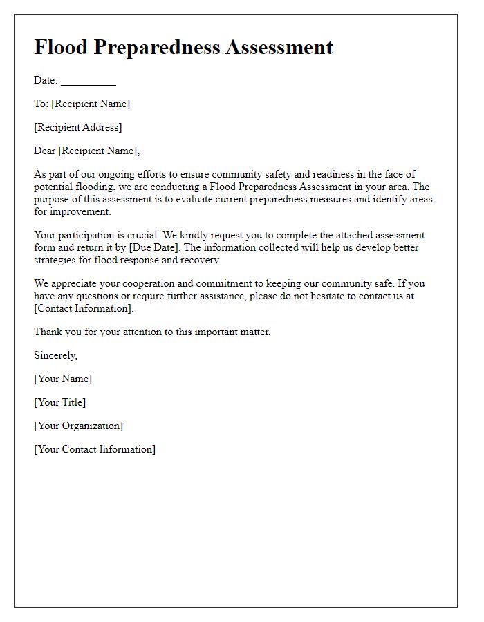 Letter template of flood preparedness assessment