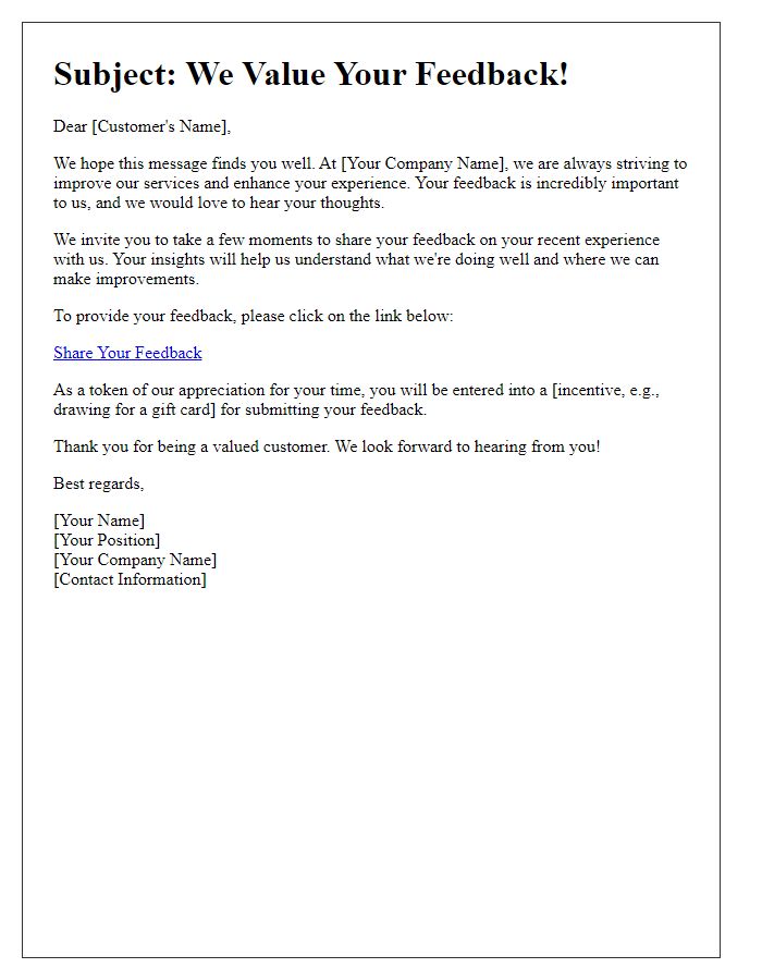 Letter template of Engaging Customers in the Feedback Process