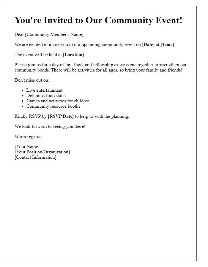 Letter template of Community Event Invitation