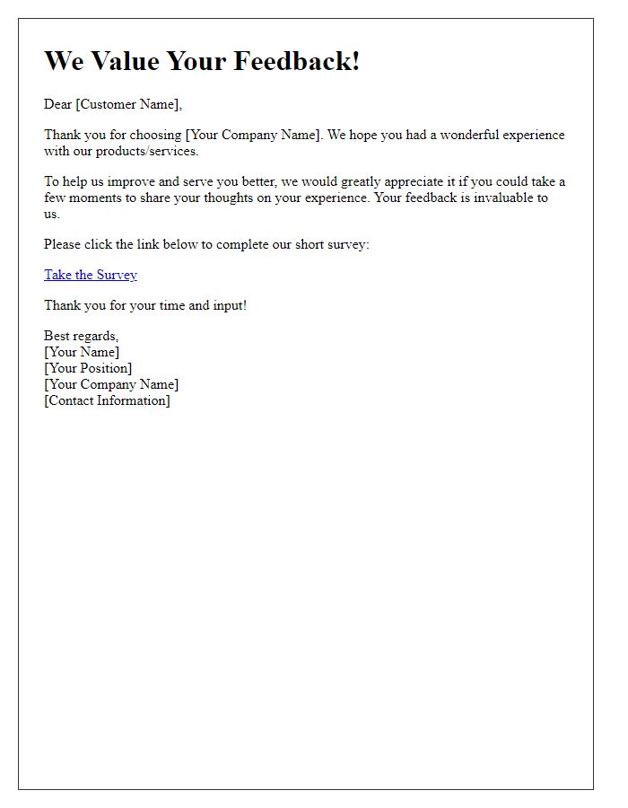 Letter template of Customer Feedback Request