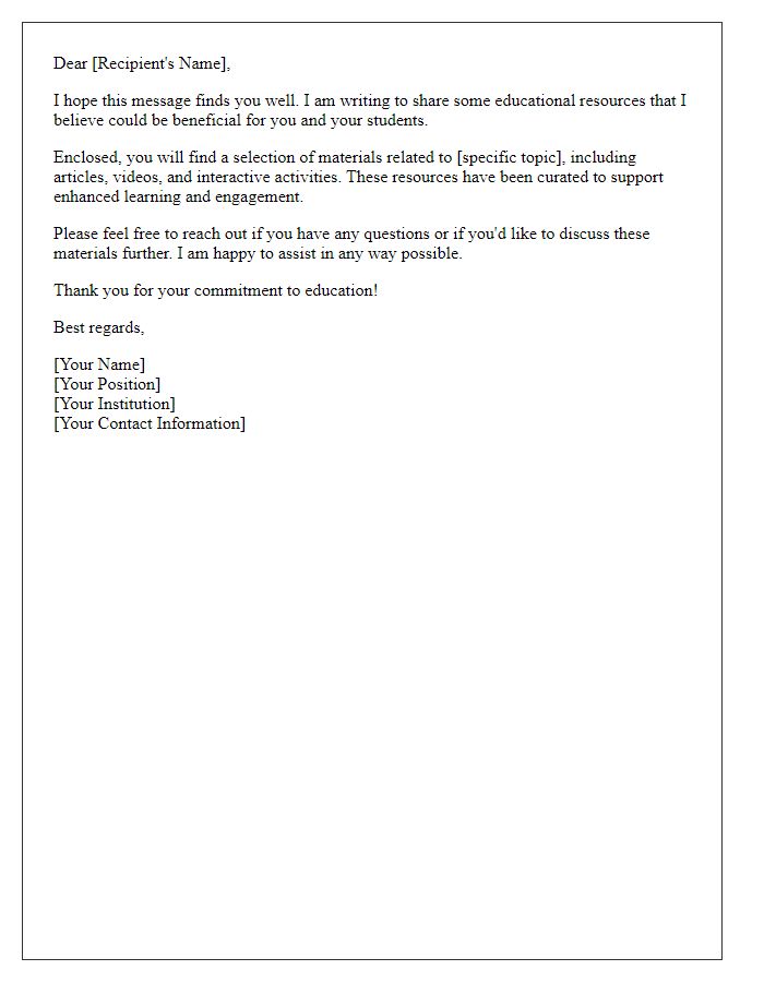 Letter template of Educational Content Sharing