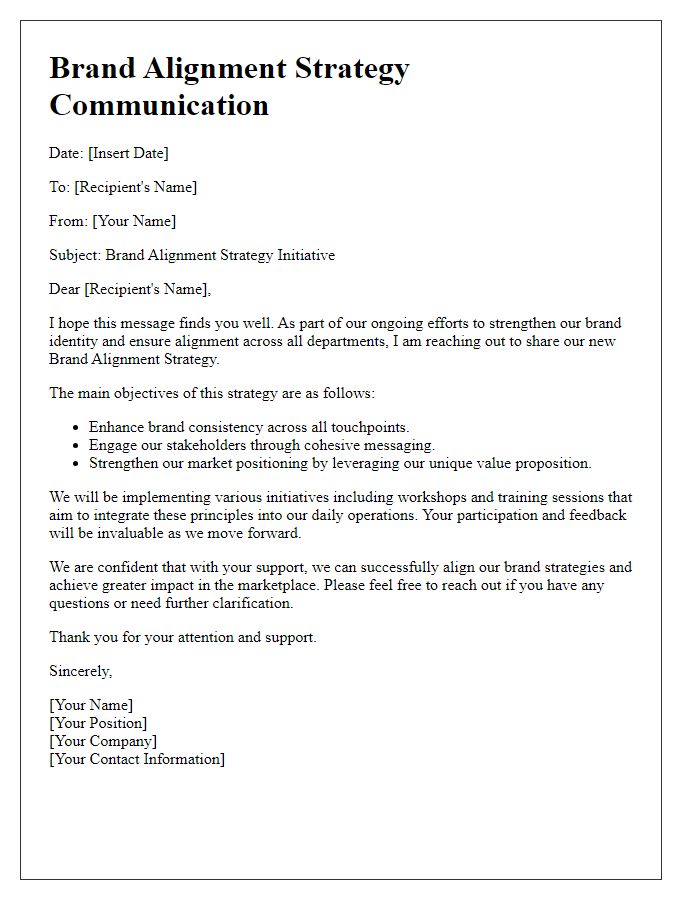 Letter template of brand alignment strategy communication