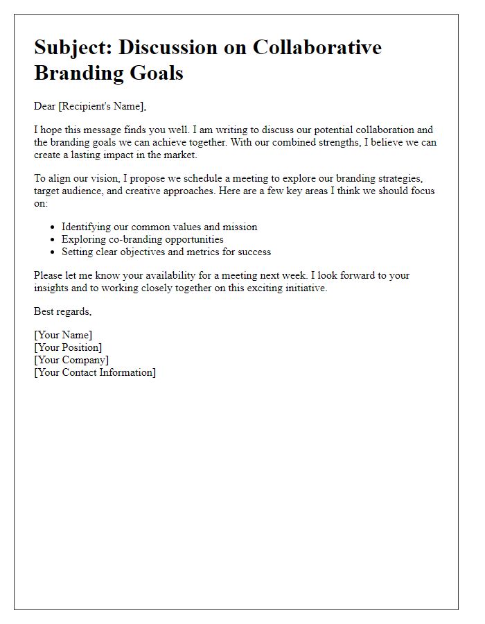 Letter template of collaborative branding goals discussion