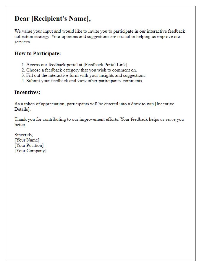 Letter template of interactive feedback collection strategy