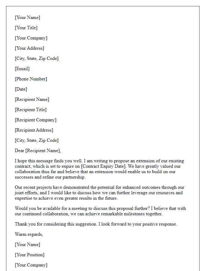 Letter template of contract extension suggestion for enhanced collaboration