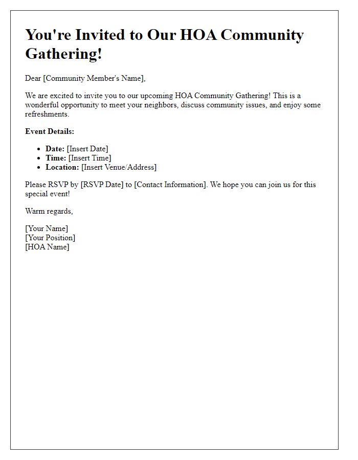 Letter template of HOA community gathering invitation