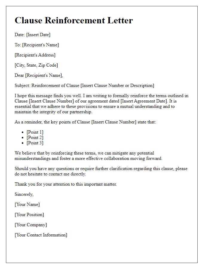 Letter template of clause reinforcement