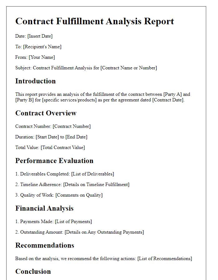 Letter template of contract fulfillment analysis