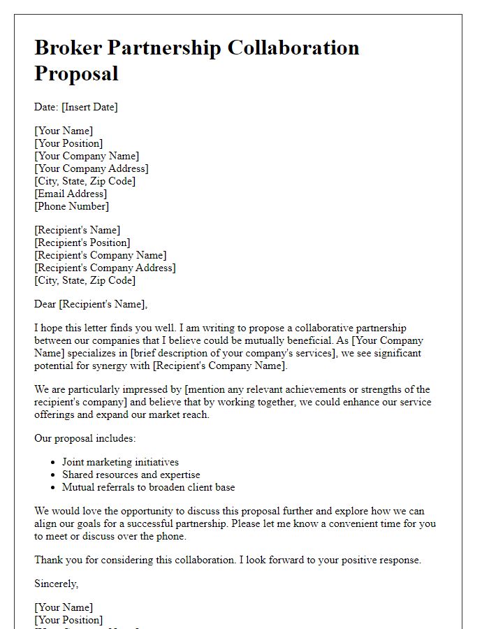 Letter template of broker partnership collaboration proposal