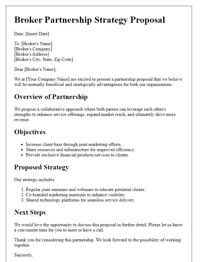 Letter template of broker partnership strategy proposal