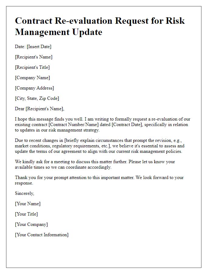 Letter template of contract re-evaluation request for risk management update