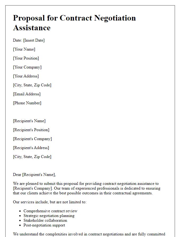 Letter template of proposal for contract negotiation assistance