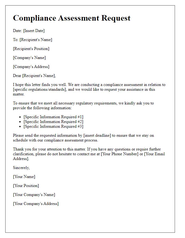 Letter template of compliance assessment request