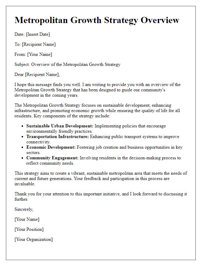 Letter template of metropolitan growth strategy overview