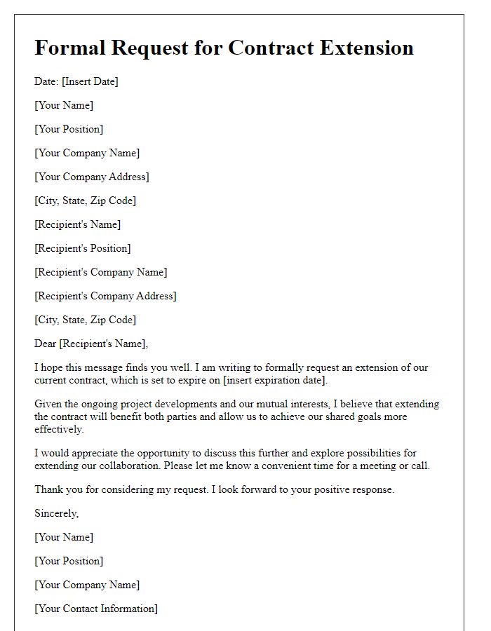 Letter template of Formal Request for Contract Extension