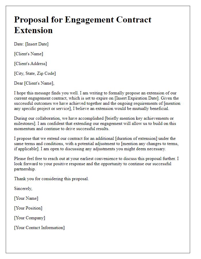 Letter template of Proposal for Engagement Contract Extension