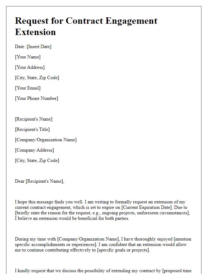 Letter template of Request for Contract Engagement Extension