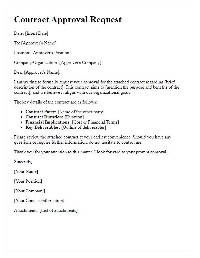 Letter template of contract approval request