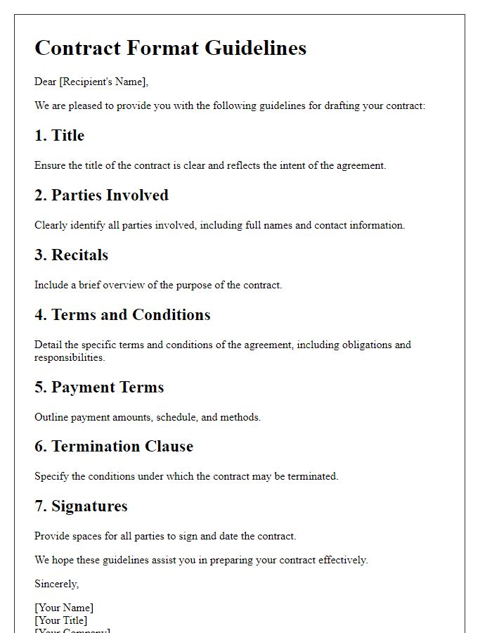 Letter template of contract format guidelines