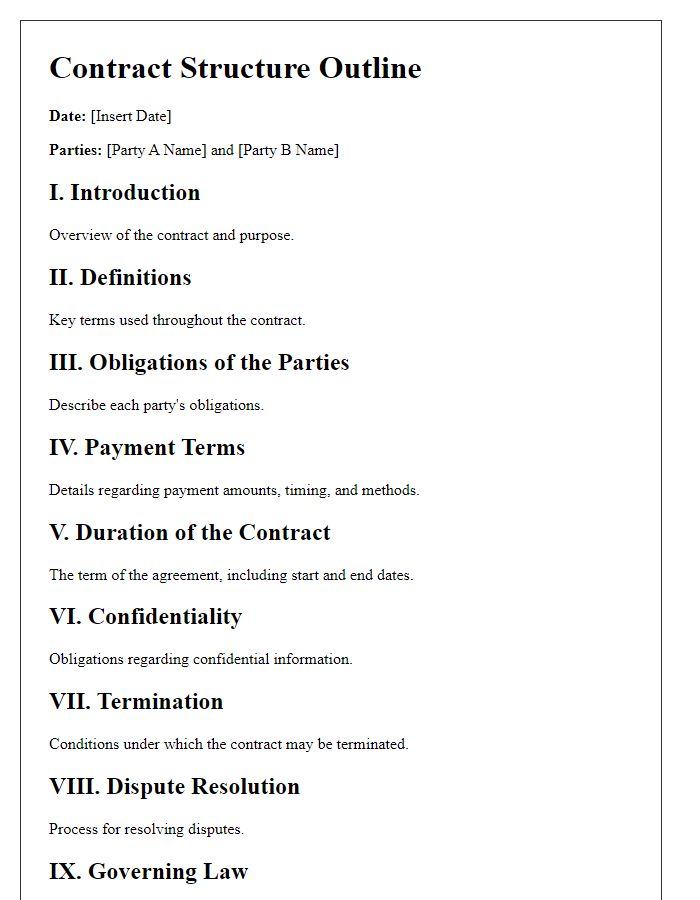 Letter template of contract structure outline