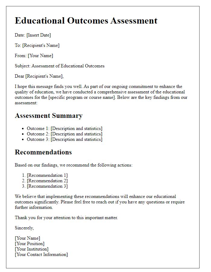 Letter template of educational outcomes assessment