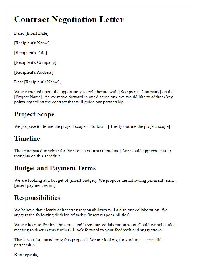 Letter template of contract negotiation for project collaboration
