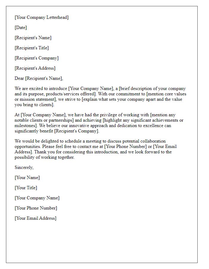 Letter template of corporate introduction letter.