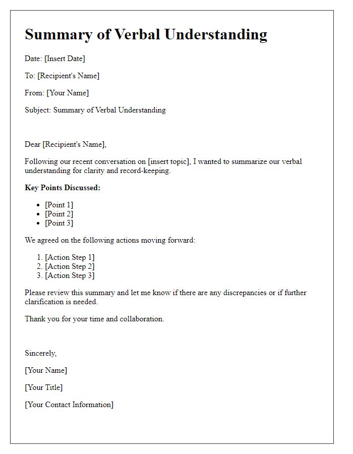 Letter template of Summary of Verbal Understanding