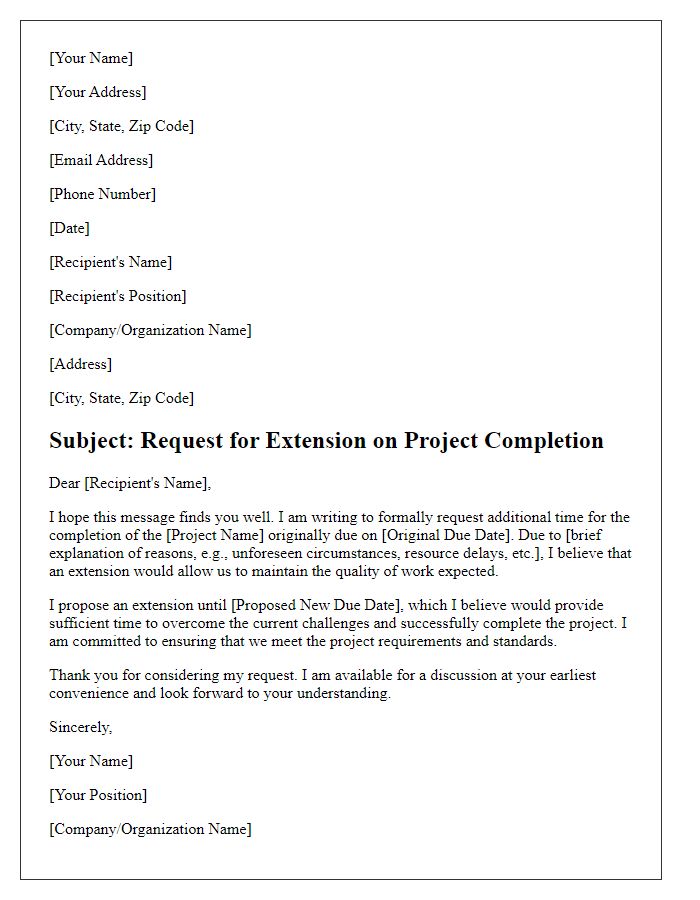 Letter template of an appeal for additional time on project completion