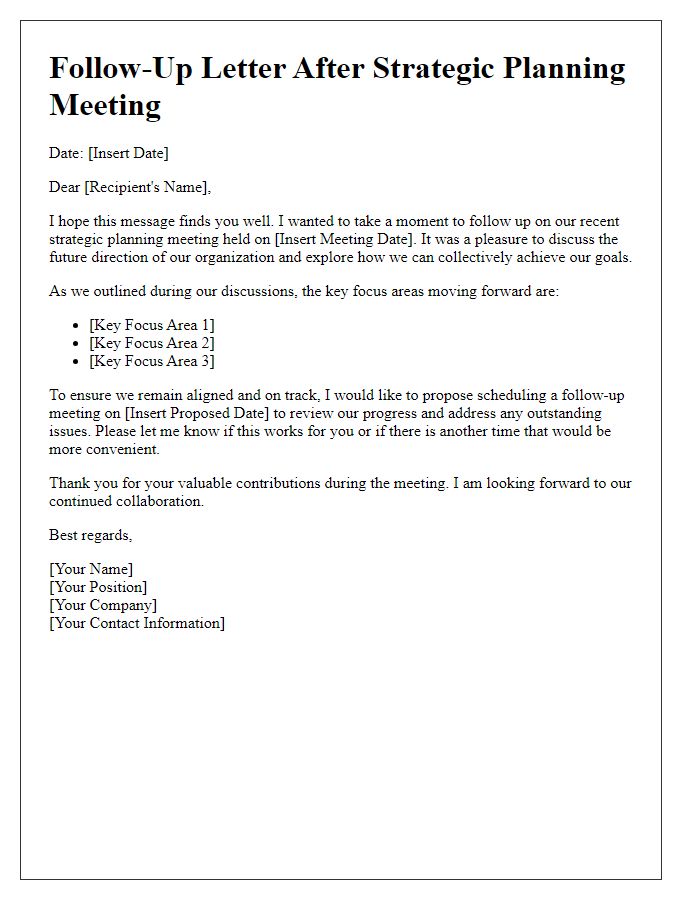 Letter template of follow-up after strategic planning meeting