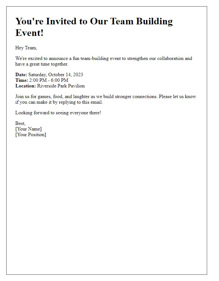 Letter template of casual invite to team-building event