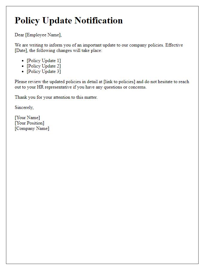 Letter template of policy update alert
