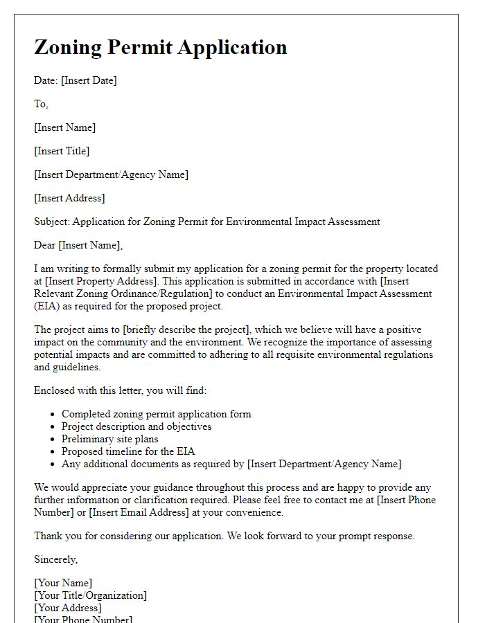 Letter template of zoning permit application for environmental impact assessment