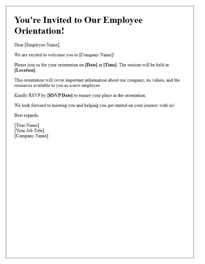 Letter template of employee orientation invitation