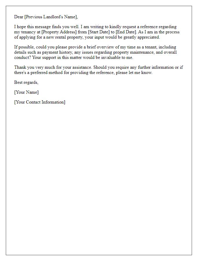 Letter template of request for tenant reference from previous landlord.