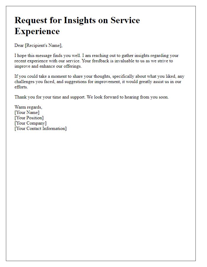 Letter template of appealing for insights on service experience