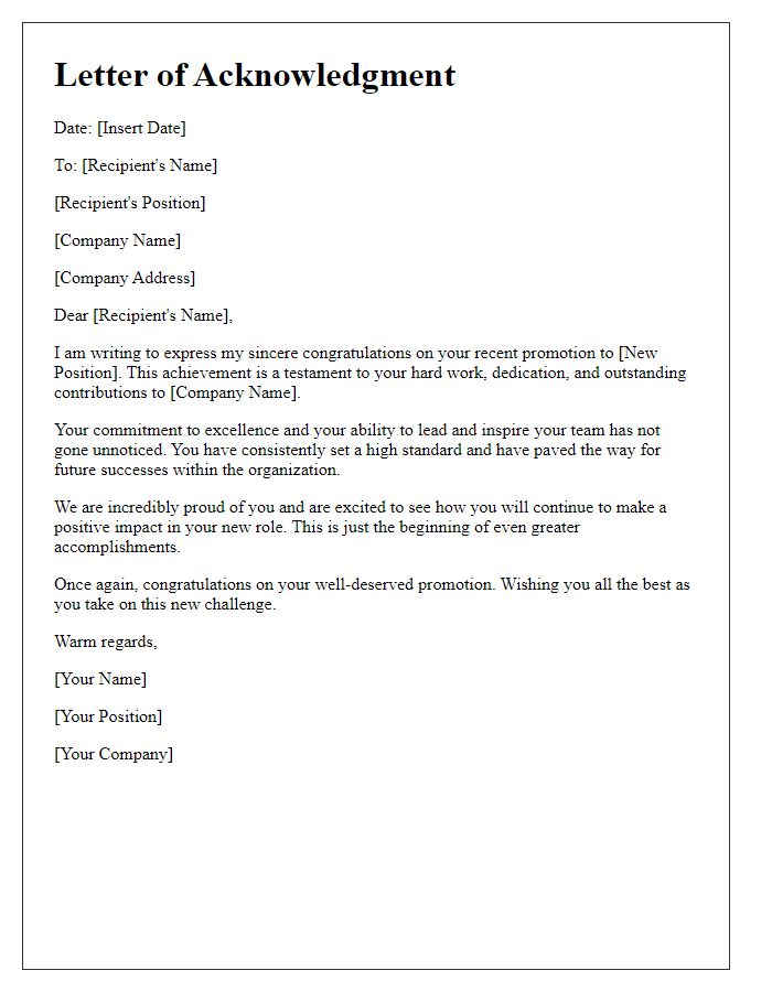 Letter template of proud acknowledgment for your outstanding promotion.