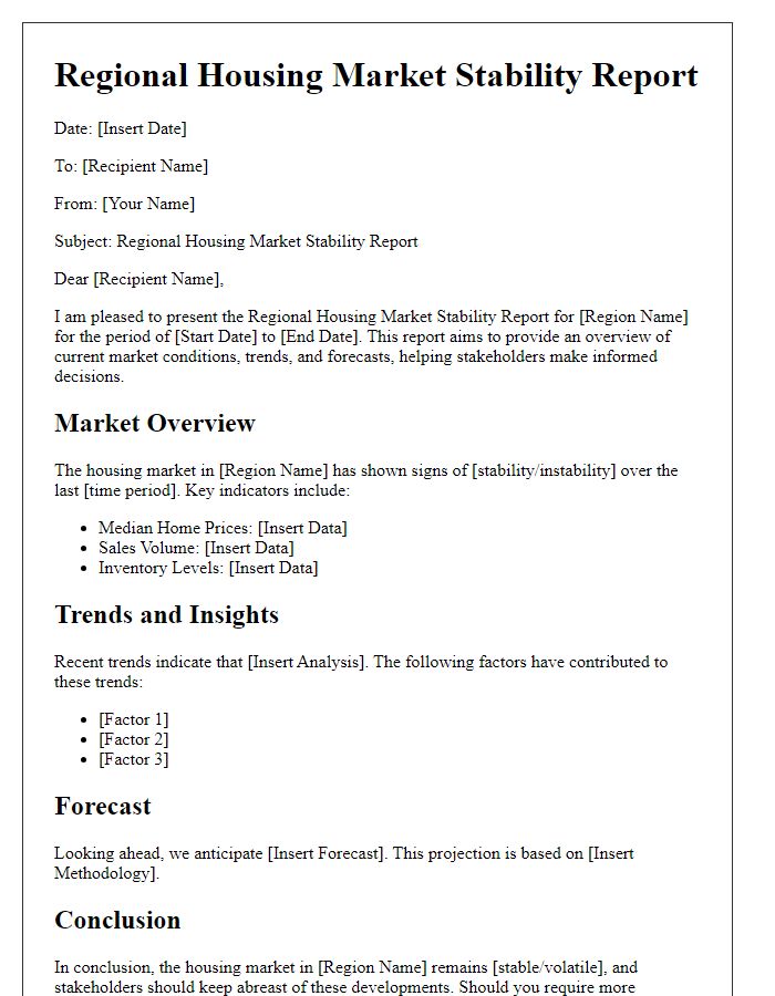 Letter template of regional housing market stability report