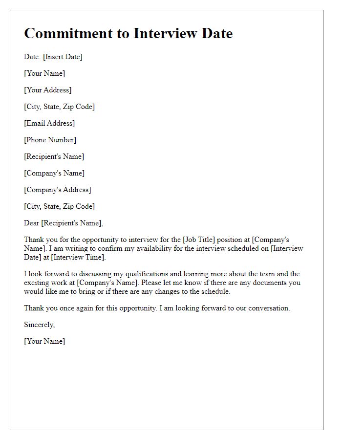 Letter template of commitment to interview date