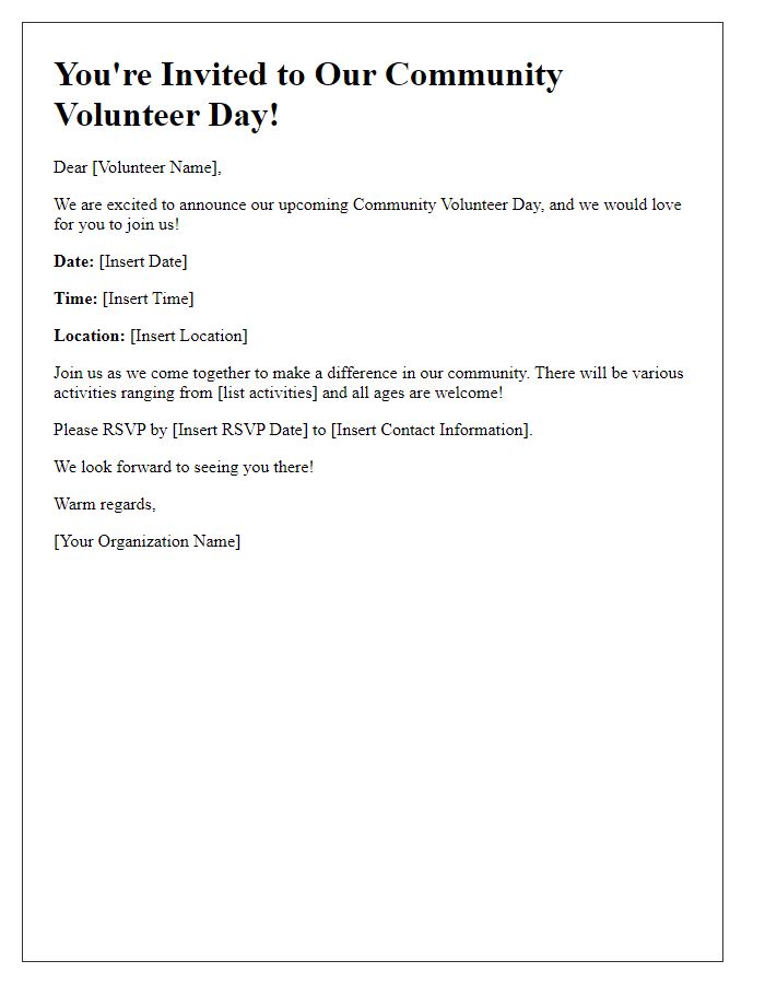 Letter template of Community Volunteer Day Invitation