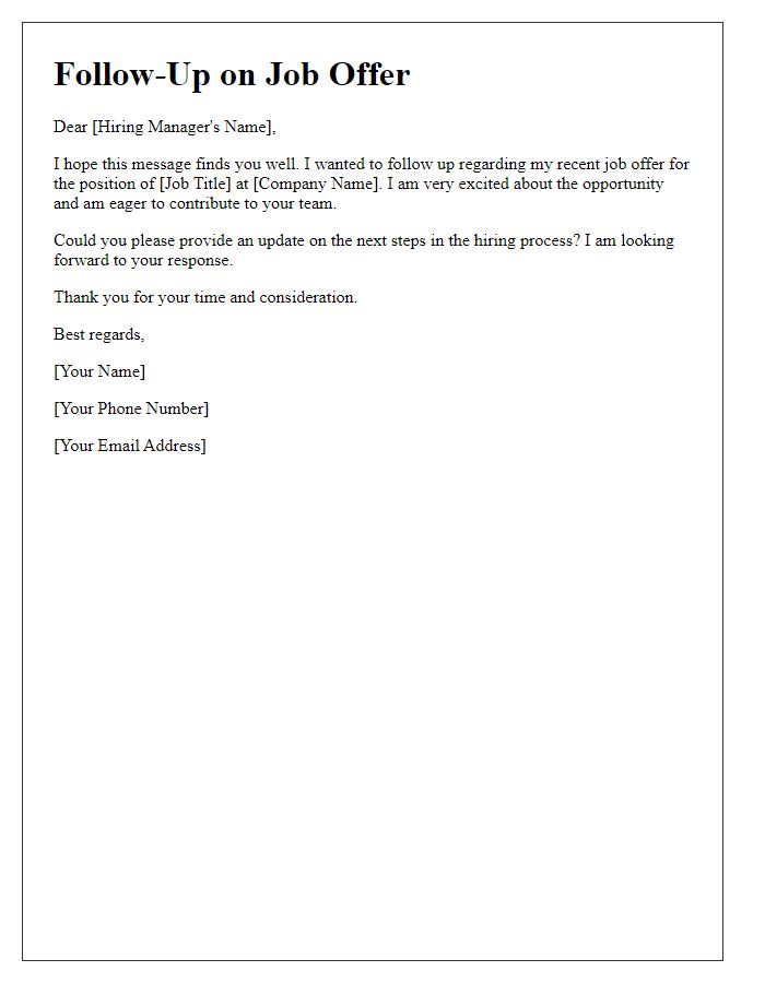 Letter template of follow-up job offer