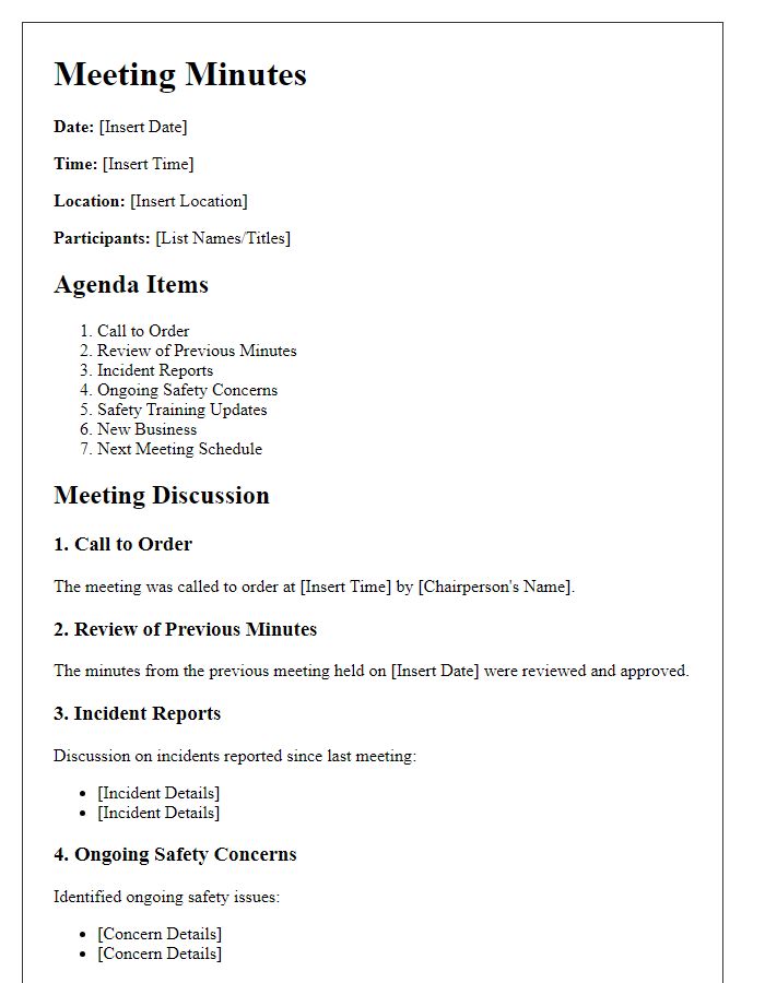 Letter template of workplace health and safety committee meeting minutes