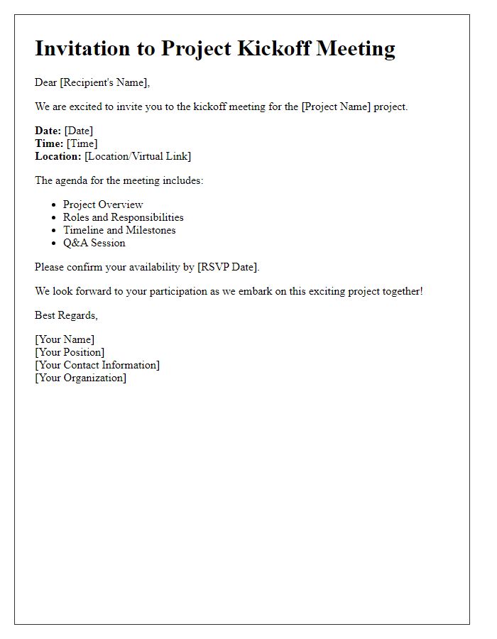 Letter template of invitation for project kickoff meeting