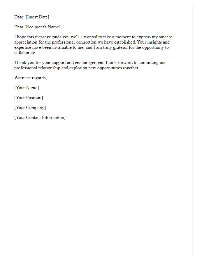 Letter template of appreciation for a professional connection