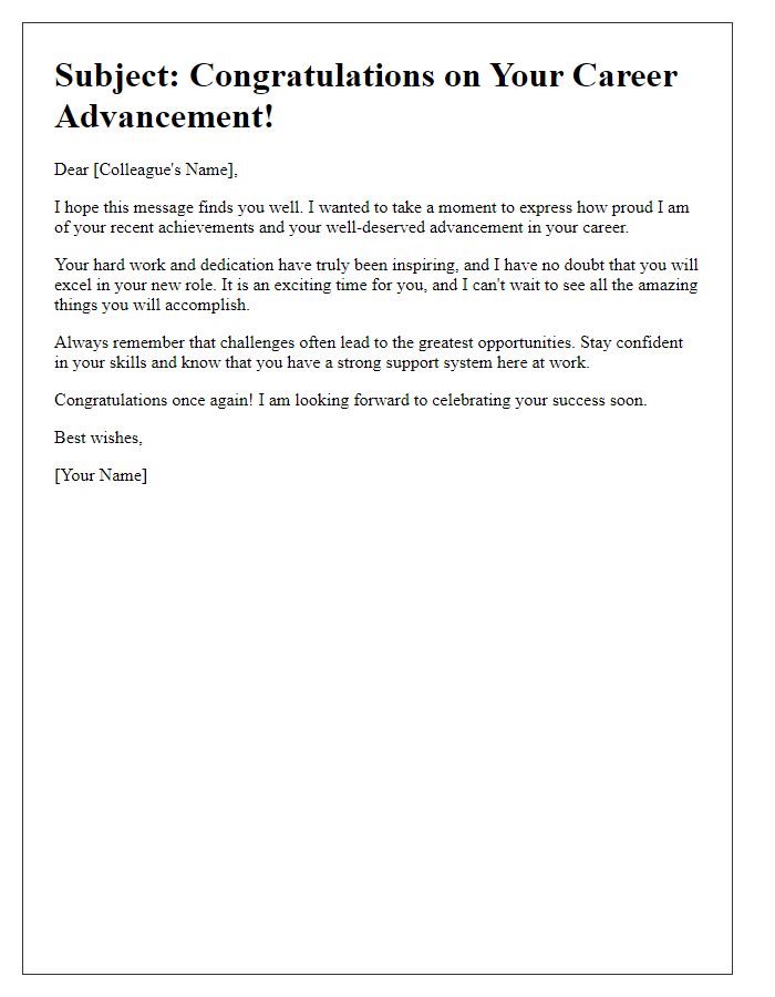 Letter template of encouragement for a colleague's career advancement