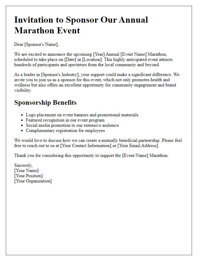 Letter template of marathon sponsorship invitation for event sponsors