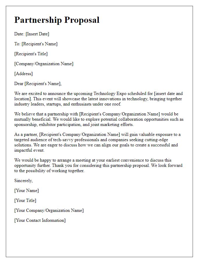 Letter template of Partnership Proposal for Technology Expo