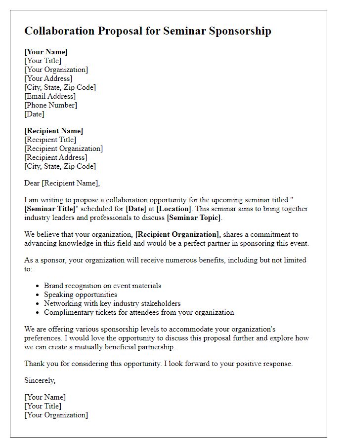 Letter template of collaboration proposal for seminar sponsorship