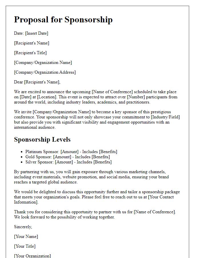 Letter template of proposal for international conference sponsorship.