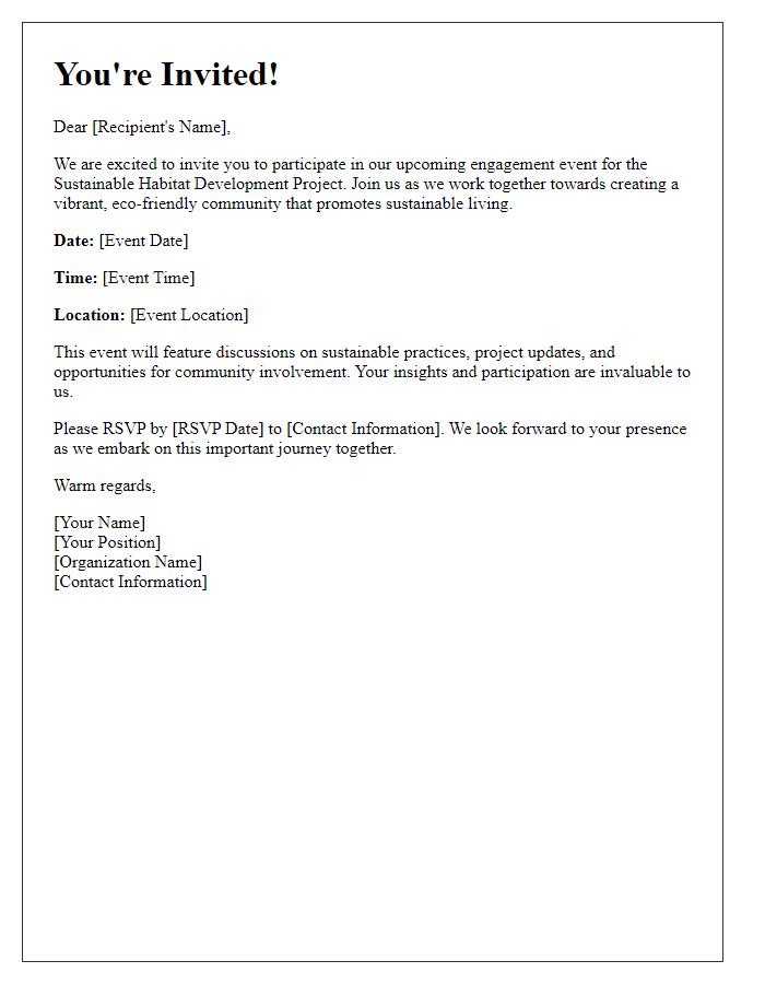 Letter template of engagement invitation for a sustainable habitat development project